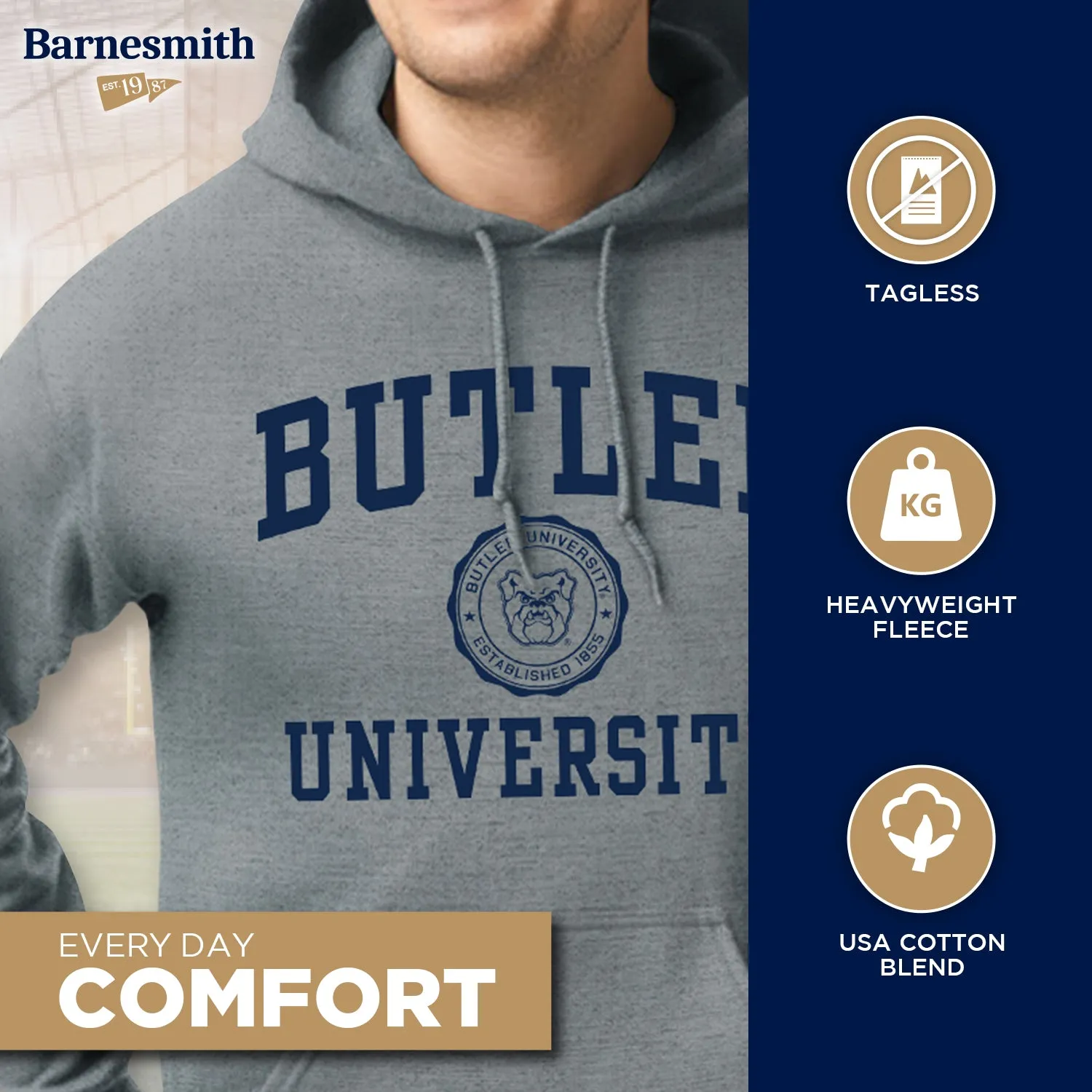 Butler University Heritage Hooded Sweatshirt (Charcoal Grey) sold by Barnesmith product image thumbnail 3