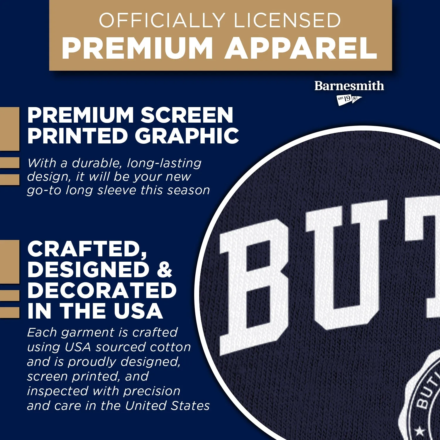 Butler University Heritage Long Sleeve T-Shirt (Navy) sold by Barnesmith product image thumbnail 4