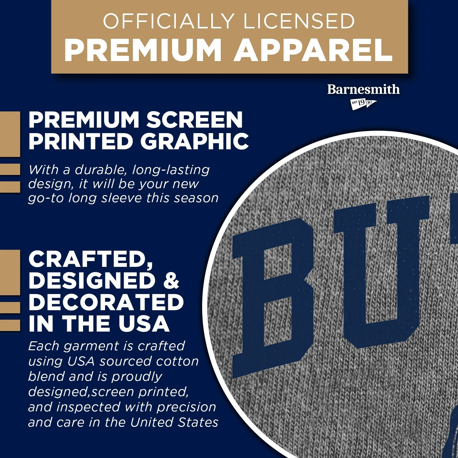 Butler University Heritage Long Sleeve T-Shirt (Charcoal Grey) sold by Barnesmith product image thumbnail 4