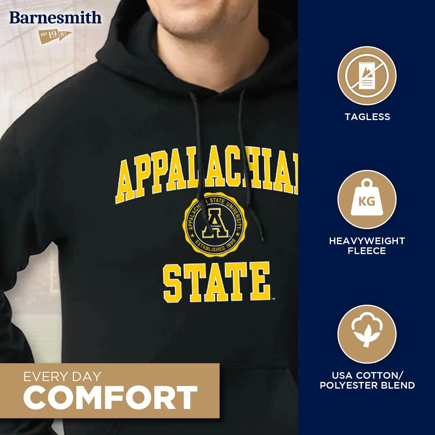 Appalachian State University Heritage Hooded Sweatshirt (Black) sold by Barnesmith product image thumbnail 3