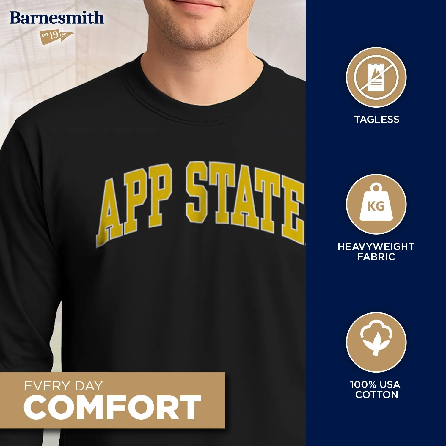 Appalachian State University Classic Long Sleeve T-Shirt (Black) sold by Barnesmith product image thumbnail 3