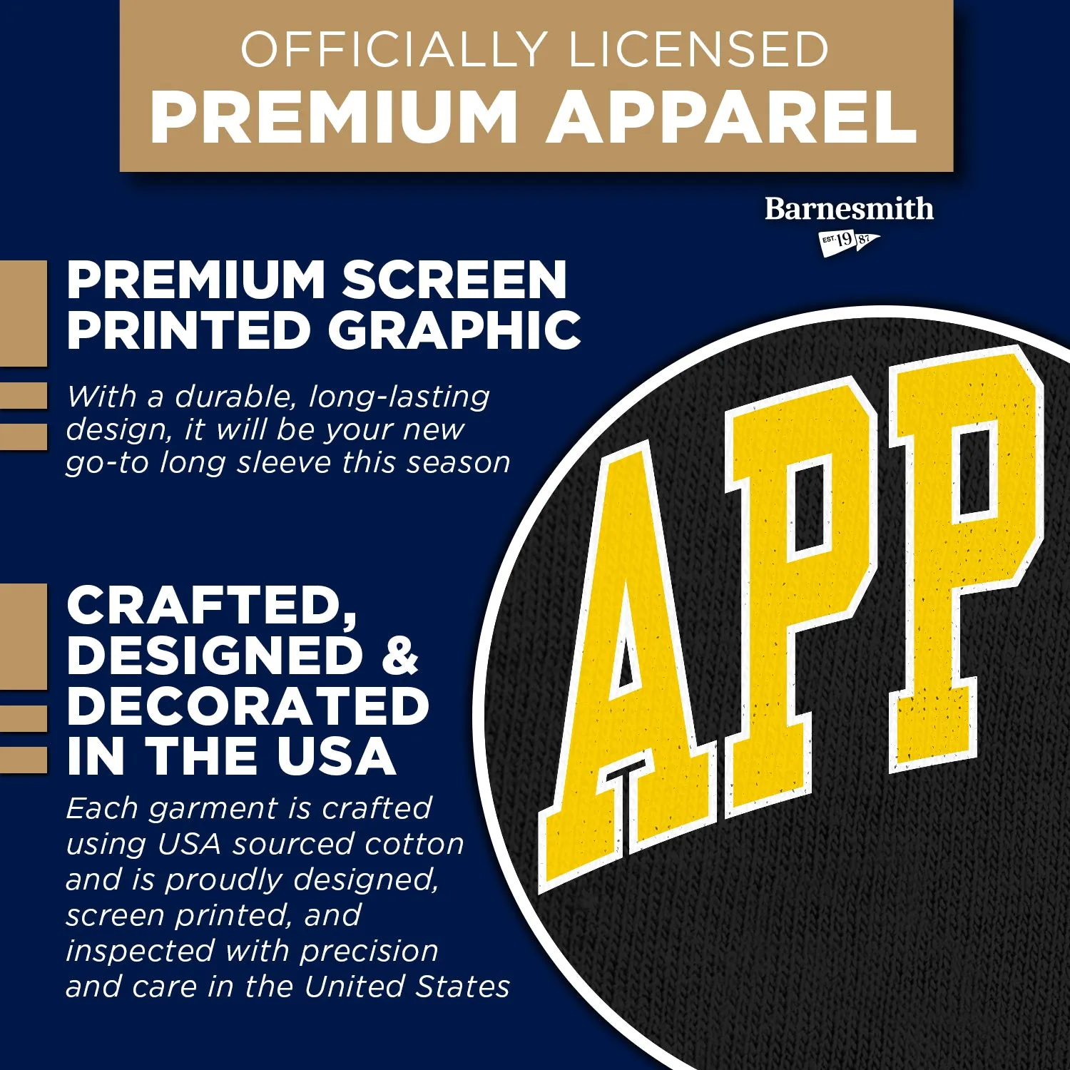 Appalachian State University Classic Long Sleeve T-Shirt (Black) sold by Barnesmith product image thumbnail 4