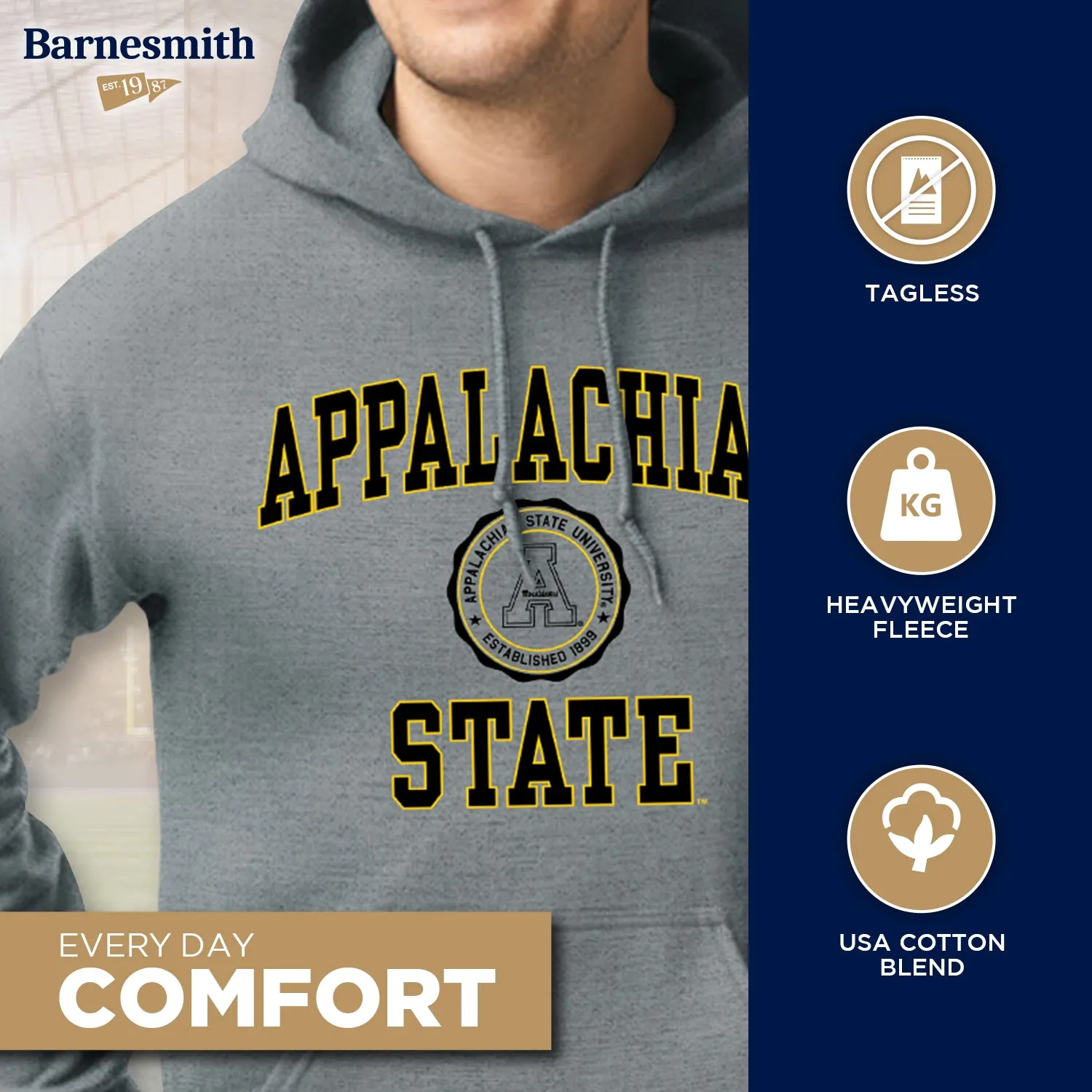 Appalachian State University Heritage Hooded Sweatshirt (Charcoal Grey) sold by Barnesmith product image thumbnail 3