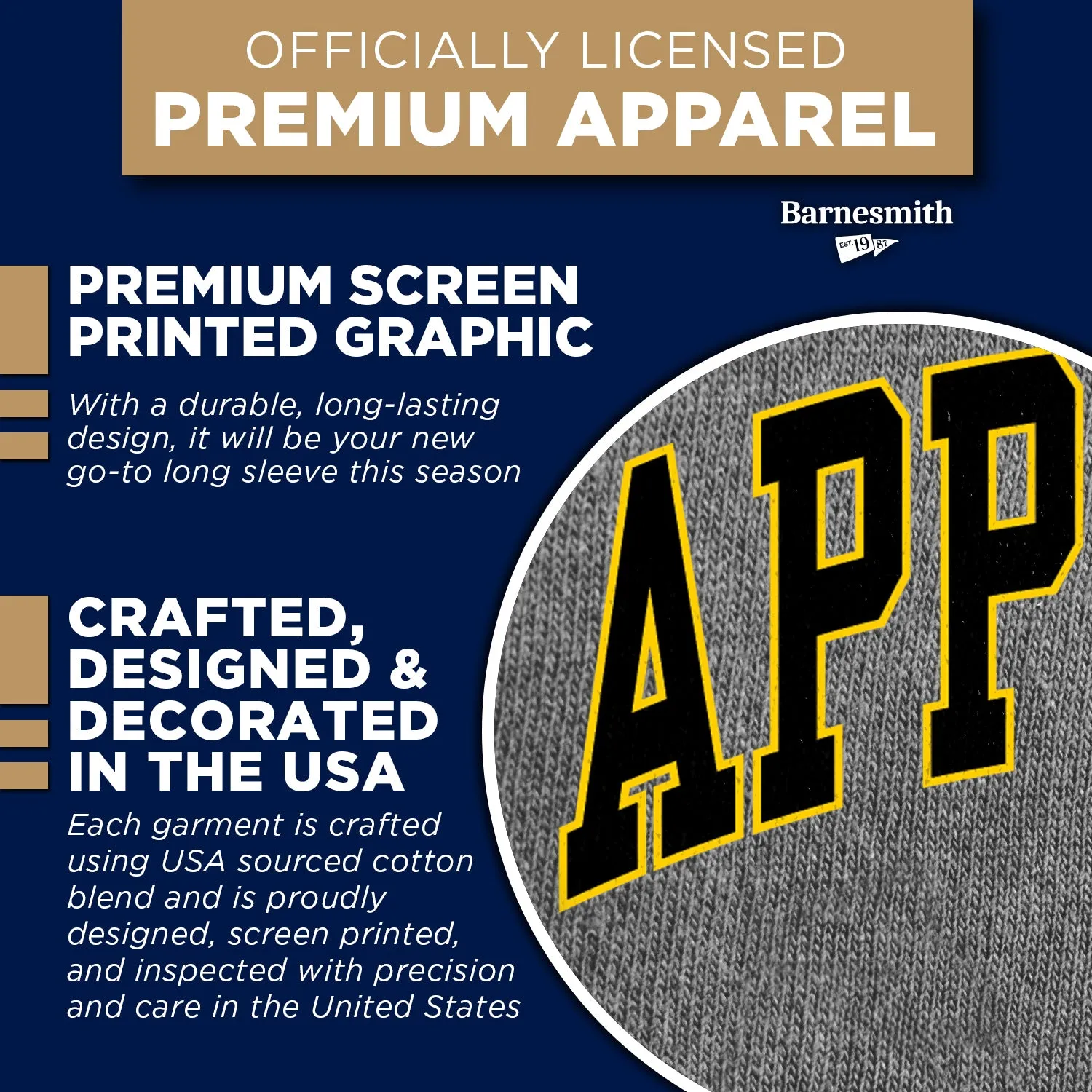 Appalachian State University Classic Long Sleeve T-Shirt (Charcoal Grey) sold by Barnesmith product image thumbnail 4