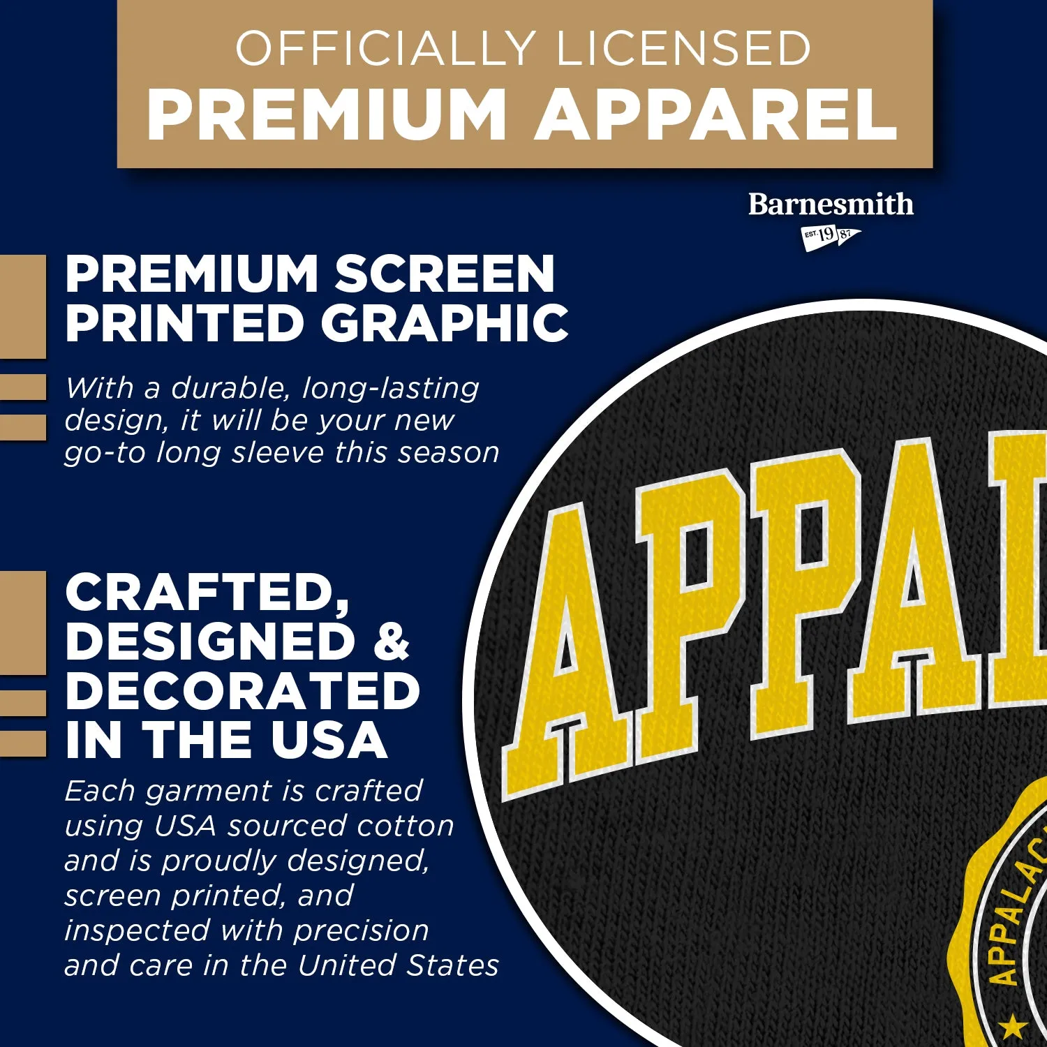 Appalachian State University Heritage Long Sleeve T-Shirt (Black) sold by Barnesmith product image thumbnail 4