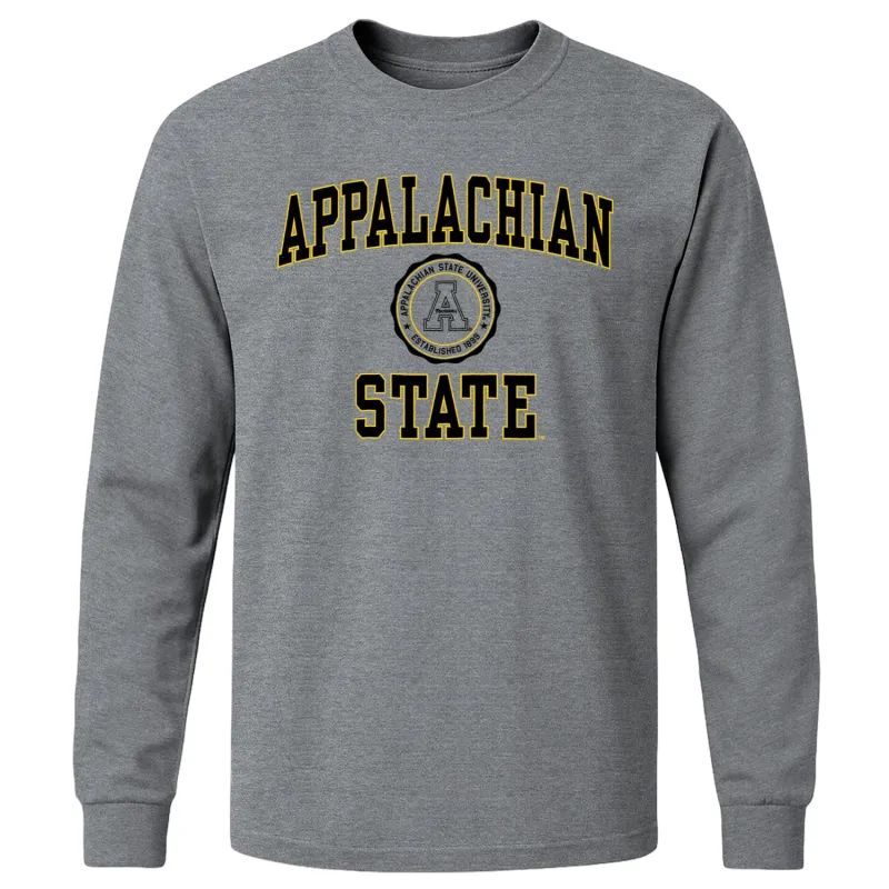 Appalachian State University Heritage Long Sleeve T-Shirt (Charcoal Grey) sold by Barnesmith