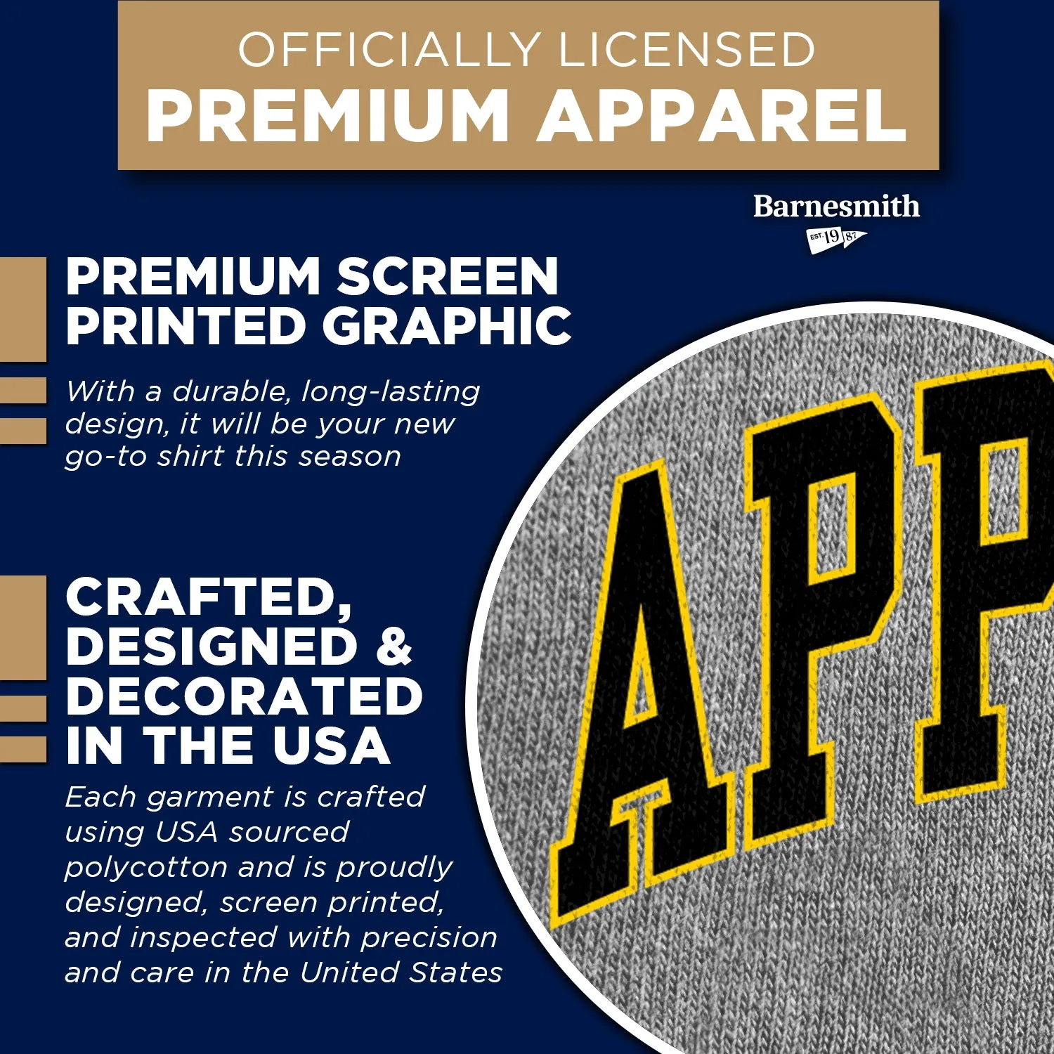 Appalachian State University Classic T-Shirt (Charcoal Grey) sold by Barnesmith product image thumbnail 4