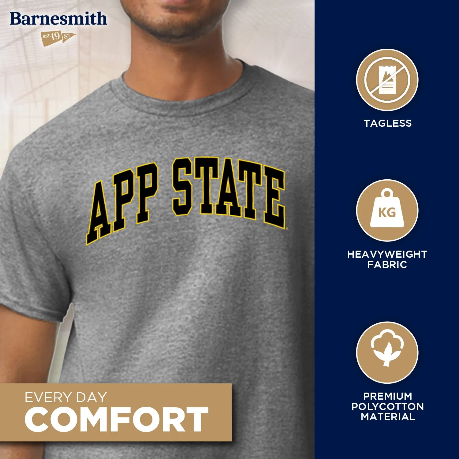 Appalachian State University Classic T-Shirt (Charcoal Grey) sold by Barnesmith product image thumbnail 3
