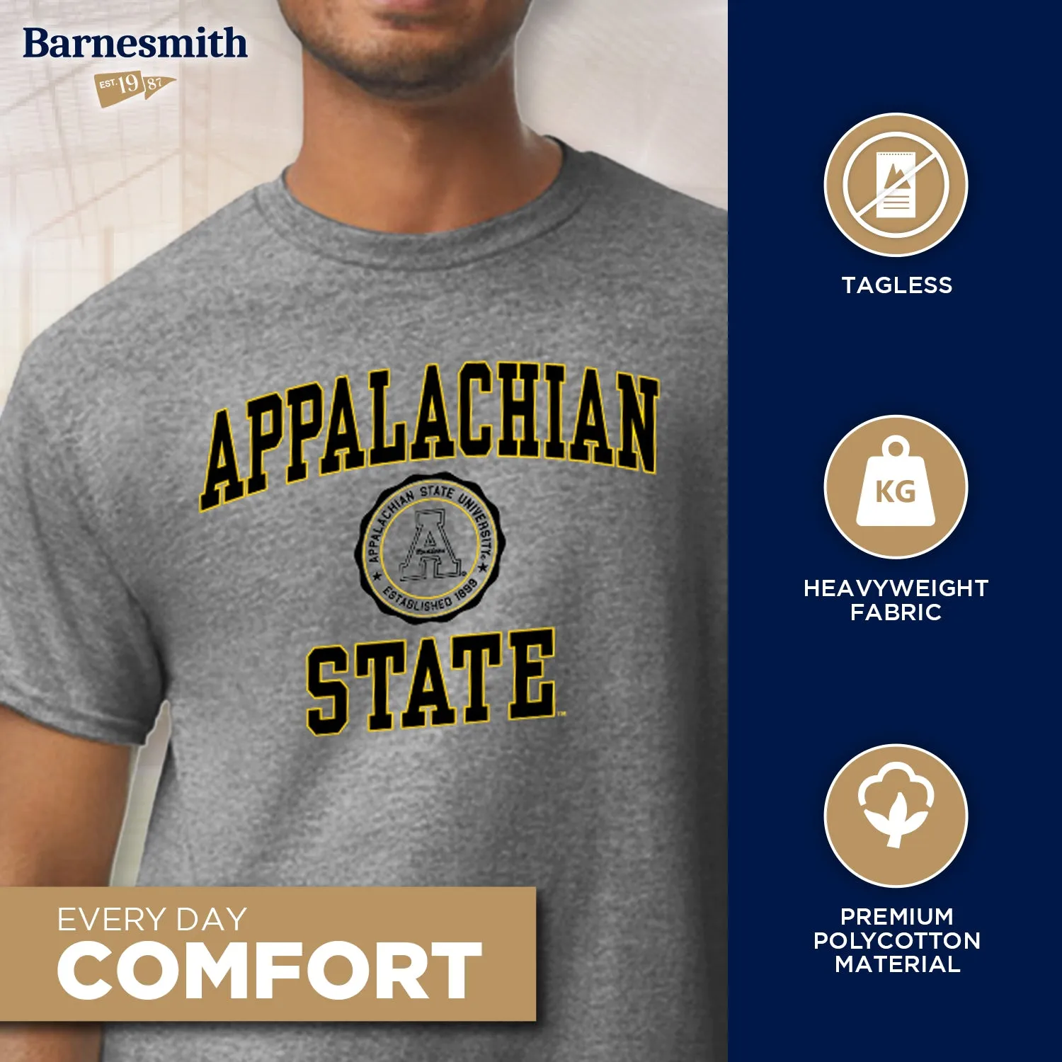 Appalachian State University Heritage T-Shirt (Charcoal Grey) sold by Barnesmith product image thumbnail 3