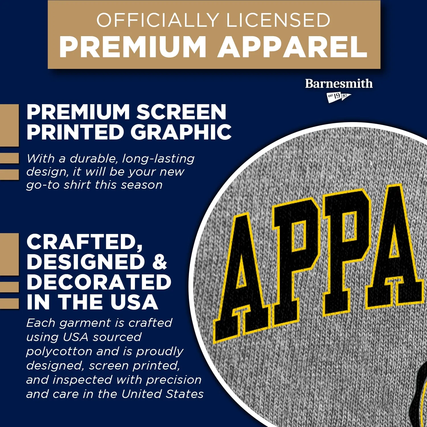 Appalachian State University Heritage T-Shirt (Charcoal Grey) sold by Barnesmith product image thumbnail 4