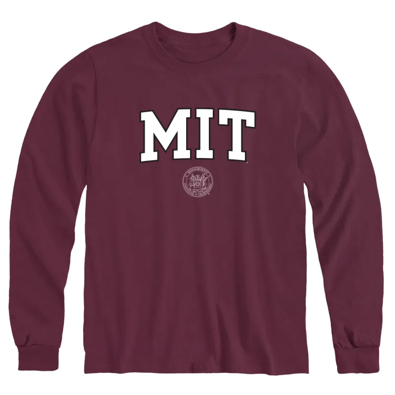 MIT Crest Long Sleeve T-Shirt (Maroon) sold by Barnesmith