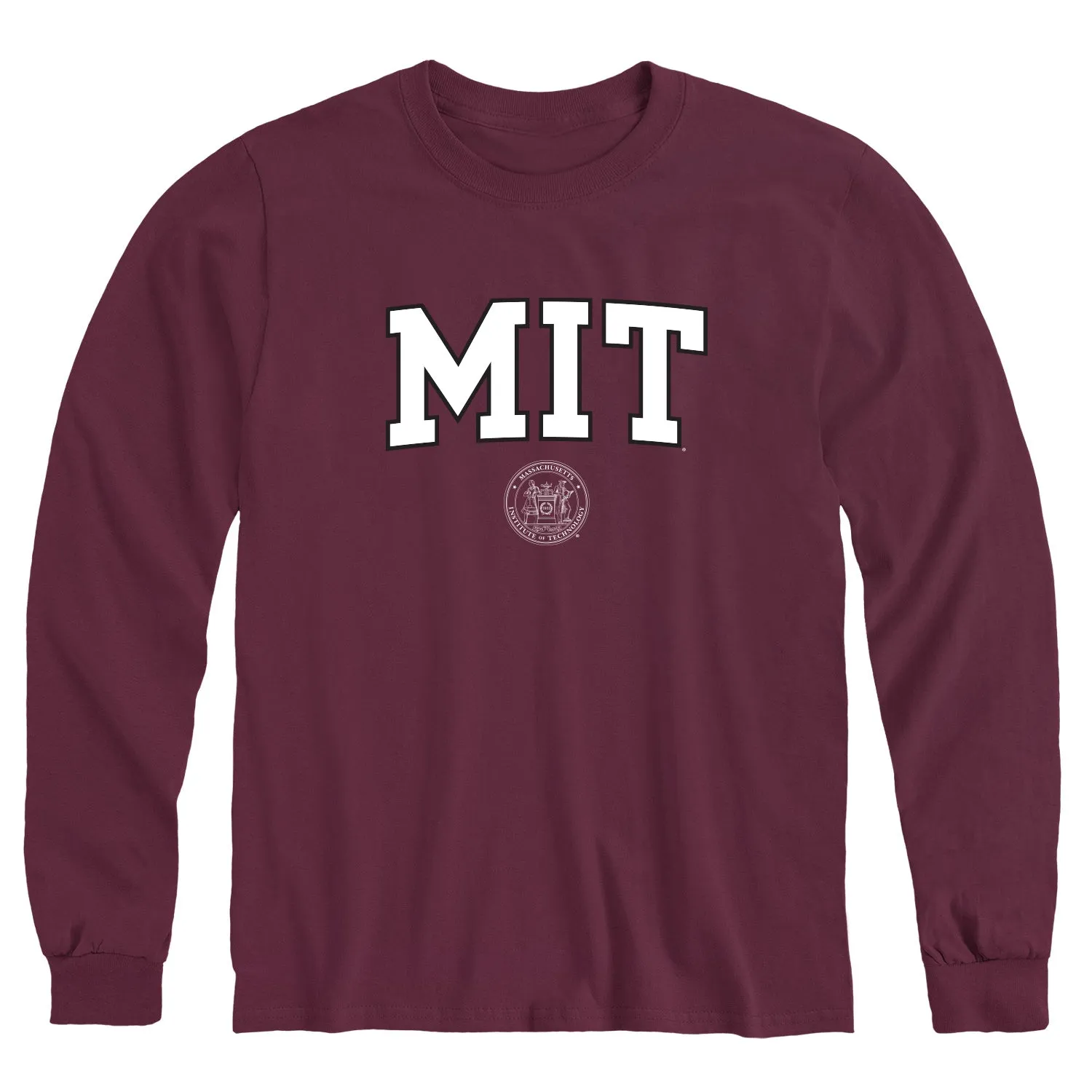 MIT Crest Long Sleeve T-Shirt (Maroon) sold by Barnesmith