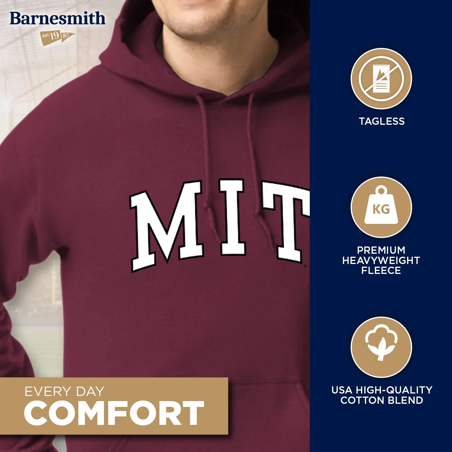 MIT Essential Hooded Sweatshirt (Maroon) sold by Barnesmith product image thumbnail 3