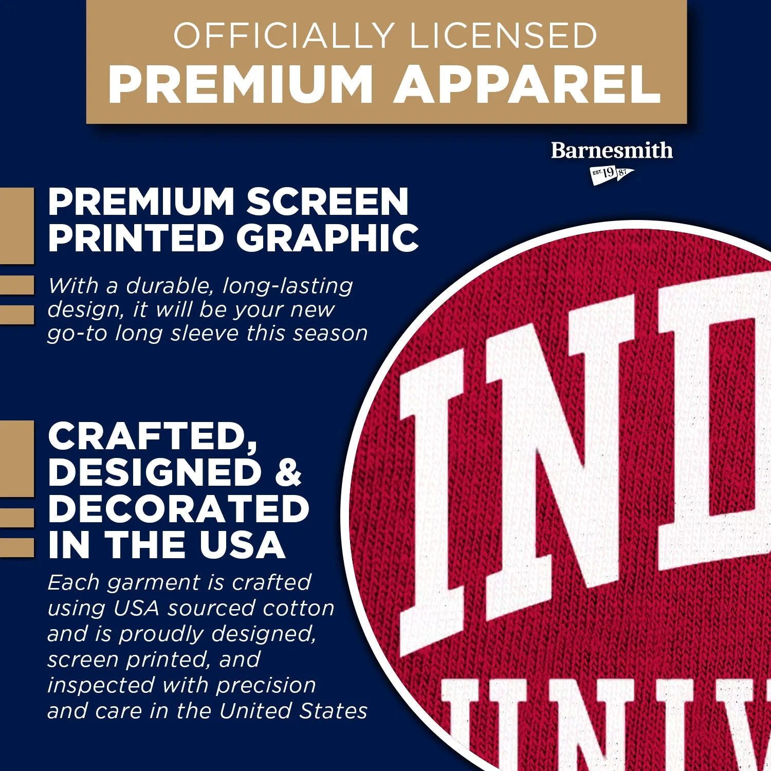 Indiana University Classic Long Sleeve T-Shirt (Cardinal) sold by Barnesmith product image thumbnail 4
