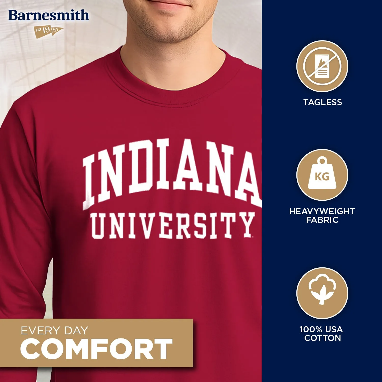 Indiana University Classic Long Sleeve T-Shirt (Cardinal) sold by Barnesmith product image thumbnail 3