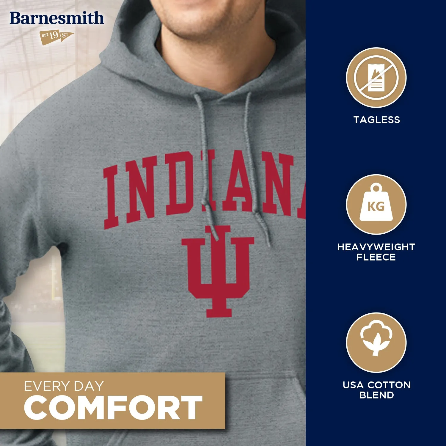 Indiana University Heritage Hooded Sweatshirt (Charcoal Grey) sold by Barnesmith product image thumbnail 3
