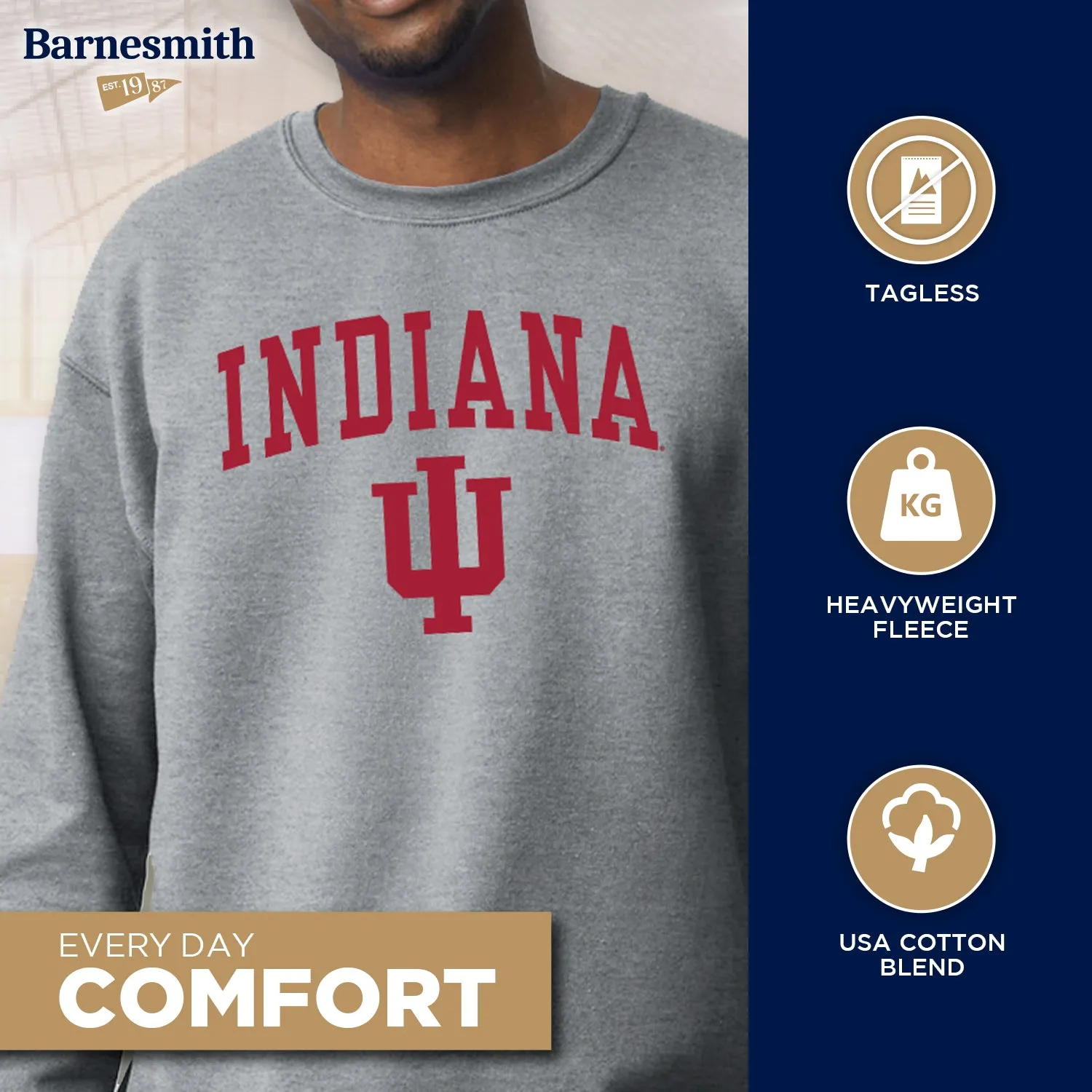 Indiana University Heritage Sweatshirt (Charcoal Grey) sold by Barnesmith product image thumbnail 3