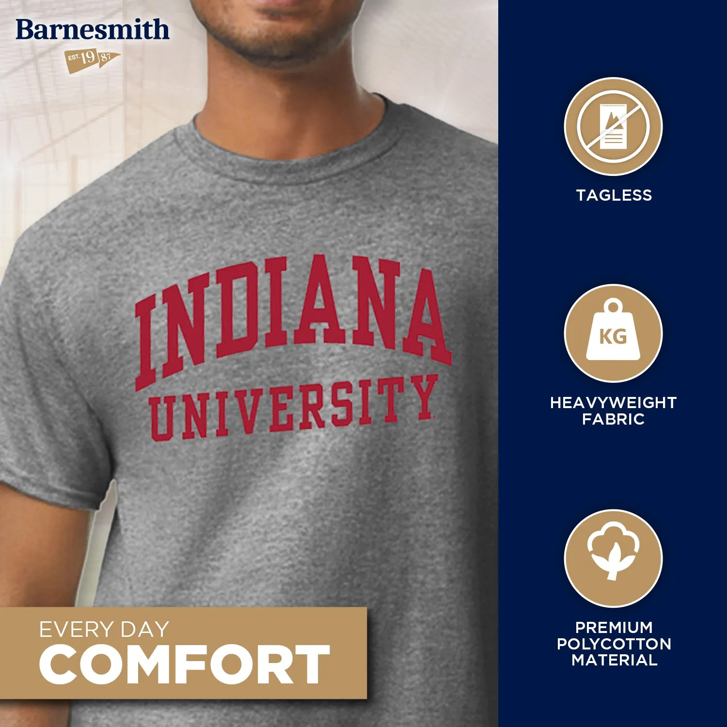Indiana University Classic T-Shirt (Charcoal Grey) sold by Barnesmith product image thumbnail 3