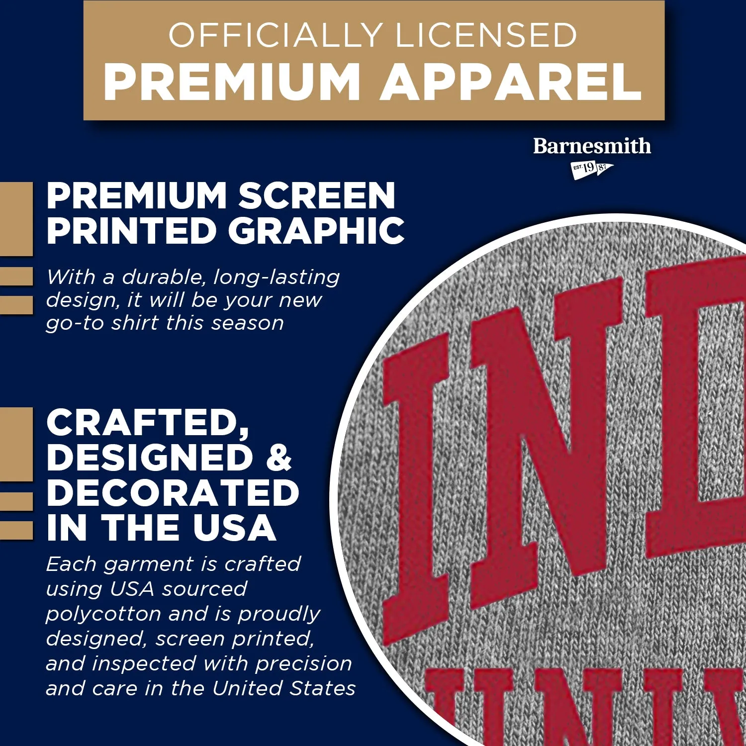 Indiana University Classic T-Shirt (Charcoal Grey) sold by Barnesmith product image thumbnail 4