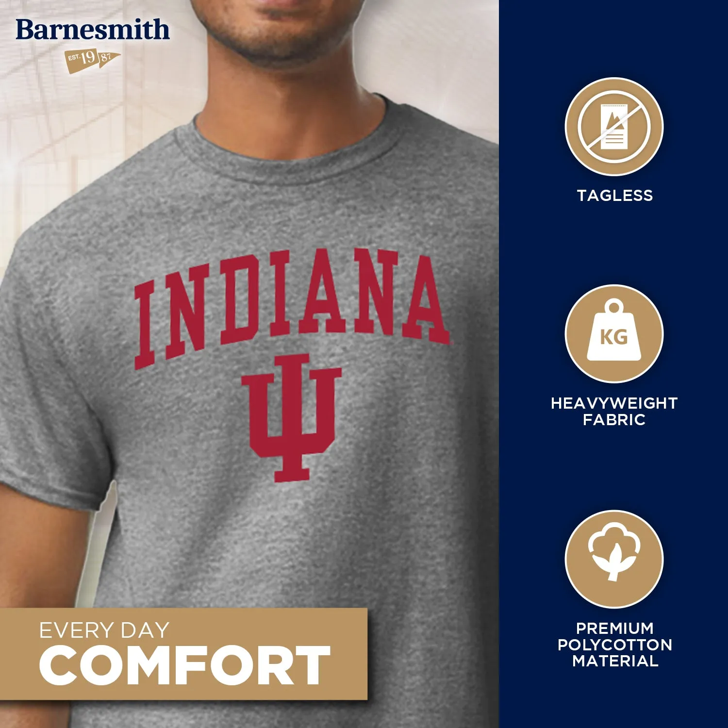 Indiana University Heritage T-Shirt (Charcoal Grey) sold by Barnesmith product image thumbnail 3