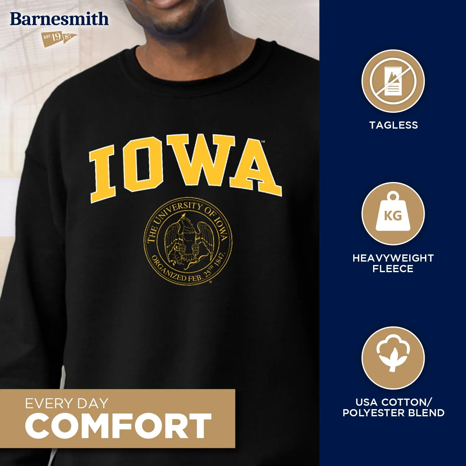 University of Iowa Heritage Sweatshirt (Black) sold by Barnesmith product image thumbnail 3
