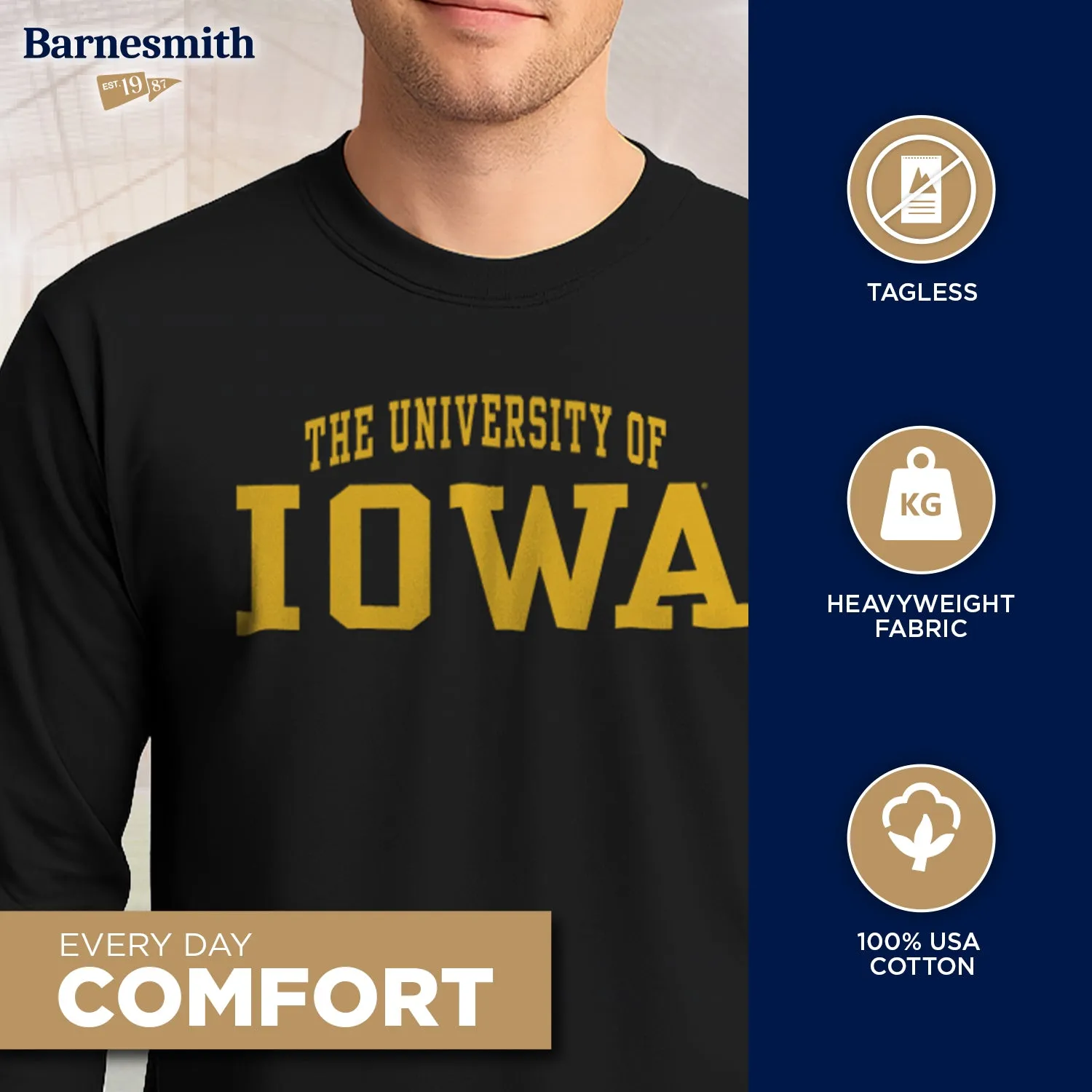 University of Iowa Classic Long Sleeve T-Shirt (Black) sold by Barnesmith product image thumbnail 3