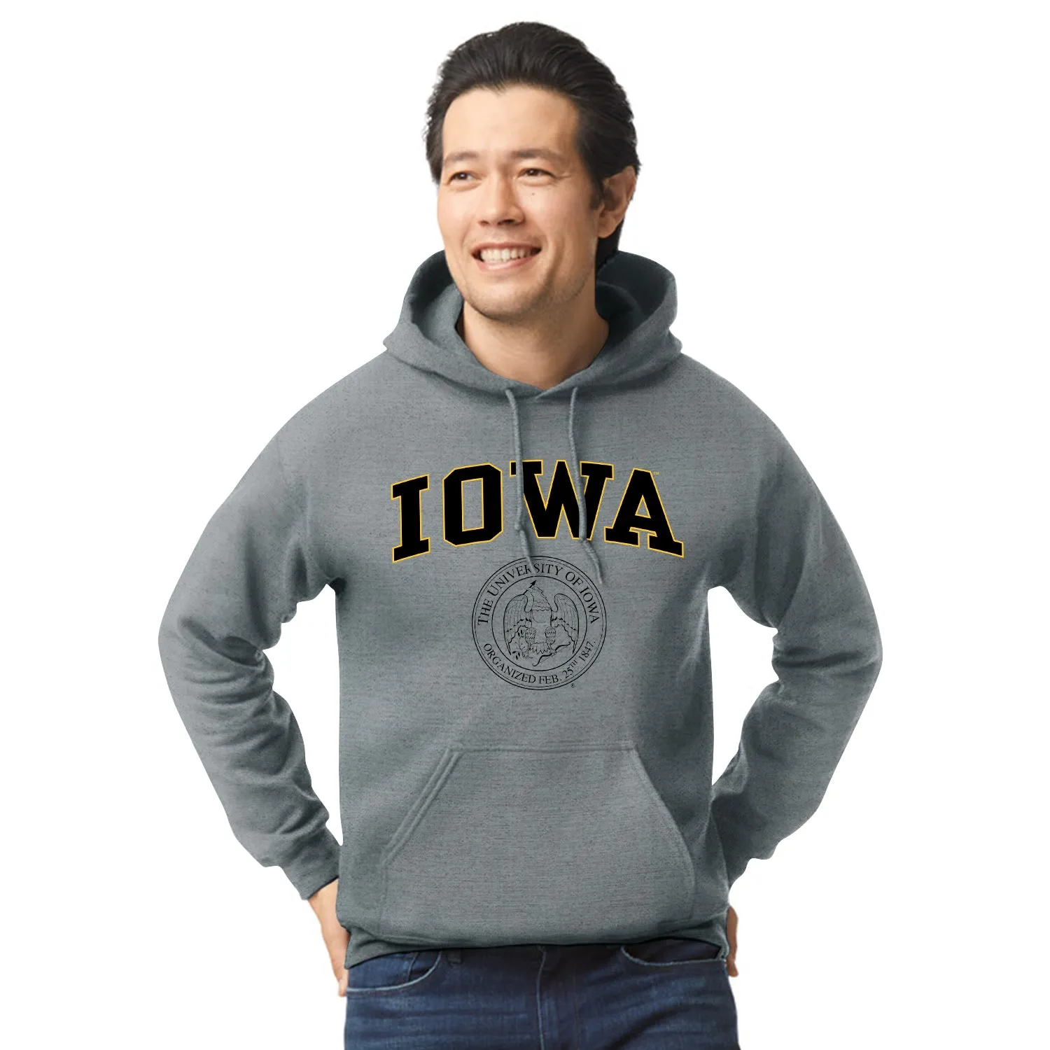 University of Iowa Heritage Hooded Sweatshirt (Charcoal Grey) sold by Barnesmith product image thumbnail 2