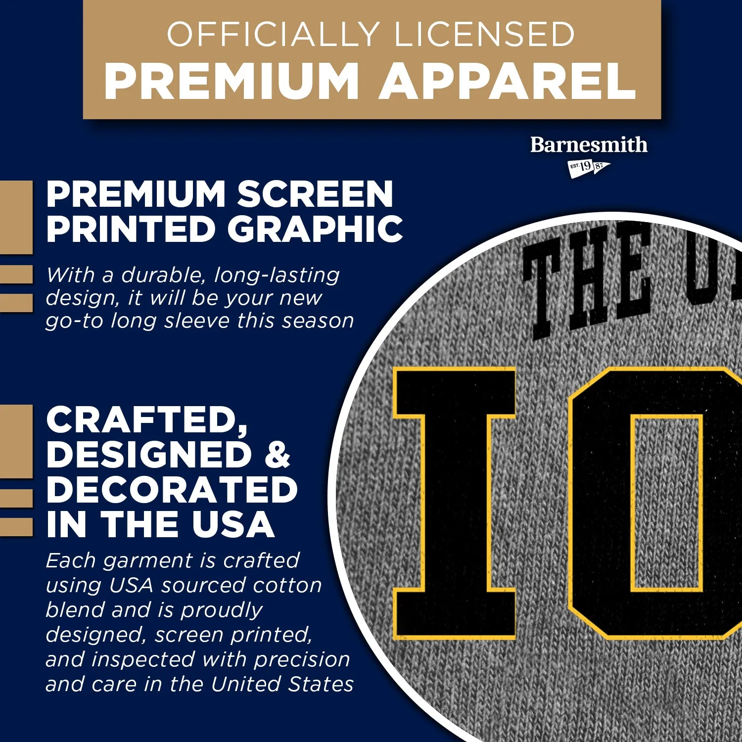 University of Iowa Classic Long Sleeve T-Shirt (Charcoal Grey) sold by Barnesmith product image thumbnail 4