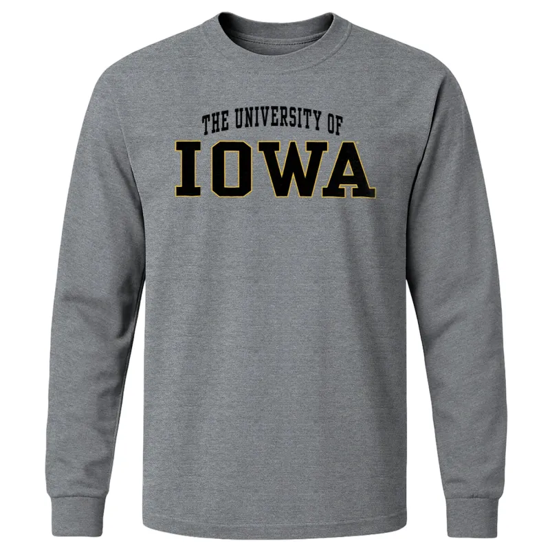 University of Iowa Classic Long Sleeve T-Shirt (Charcoal Grey) sold by Barnesmith