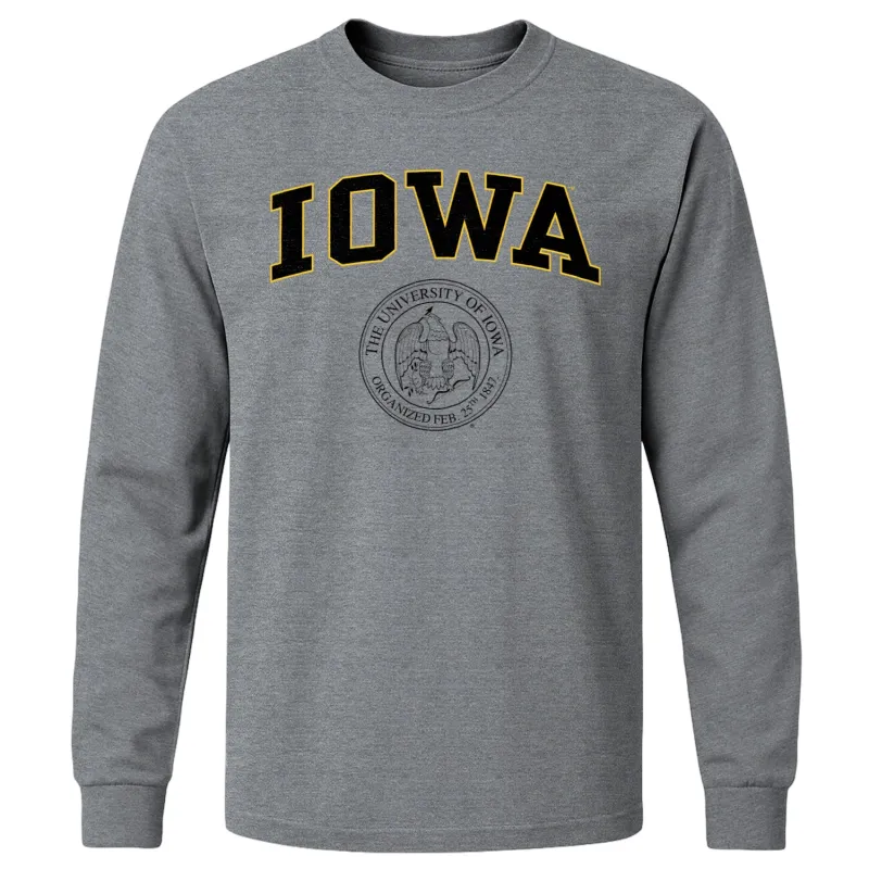 University of Iowa Heritage Long Sleeve T-Shirt (Charcoal Grey) sold by Barnesmith