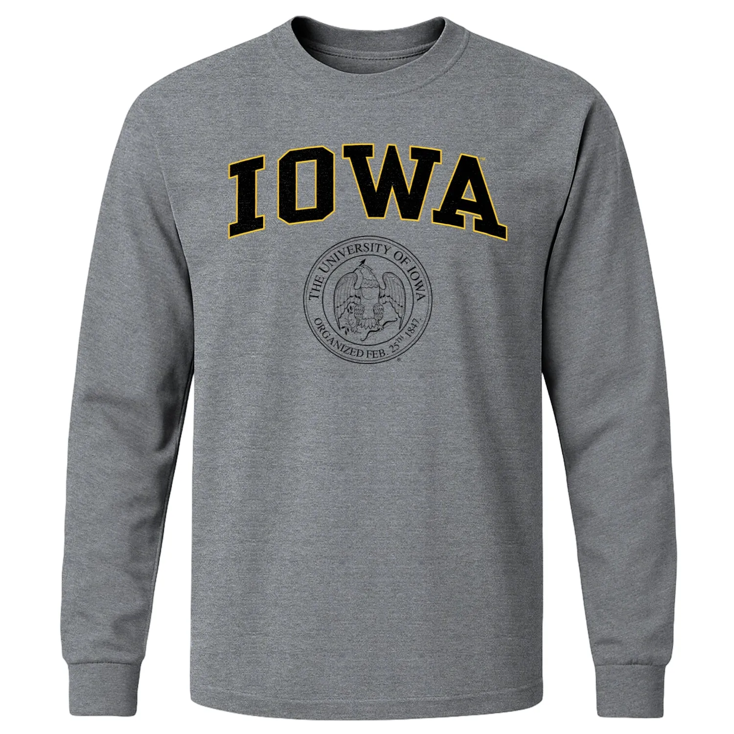 University of Iowa Heritage Long Sleeve T-Shirt (Charcoal Grey) sold by Barnesmith