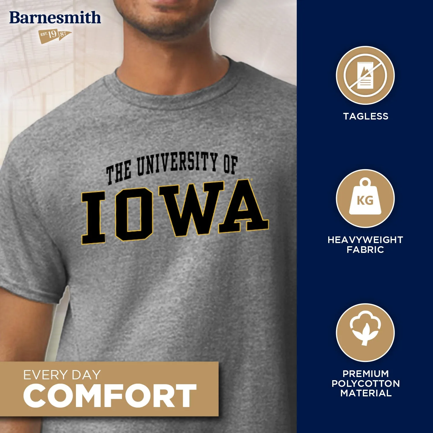 University of Iowa Classic T-Shirt (Charcoal Grey) sold by Barnesmith product image thumbnail 3