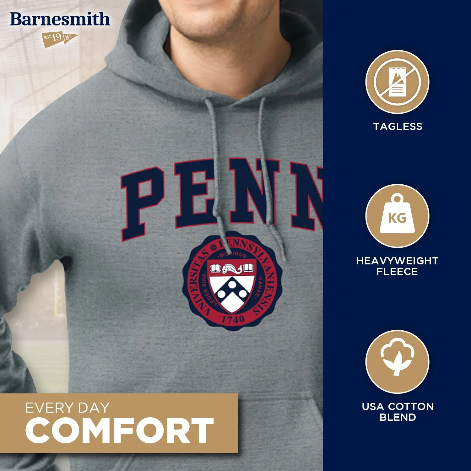 Penn Heritage Hooded Sweatshirt (Charcoal Grey) sold by Barnesmith product image thumbnail 3