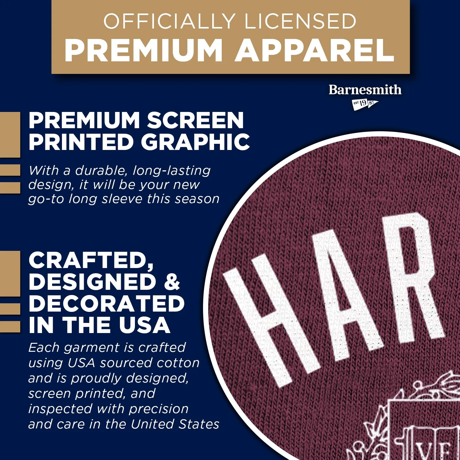 Harvard Long Sleeve T-Shirt Heritage (Crimson) sold by Barnesmith product image thumbnail 4