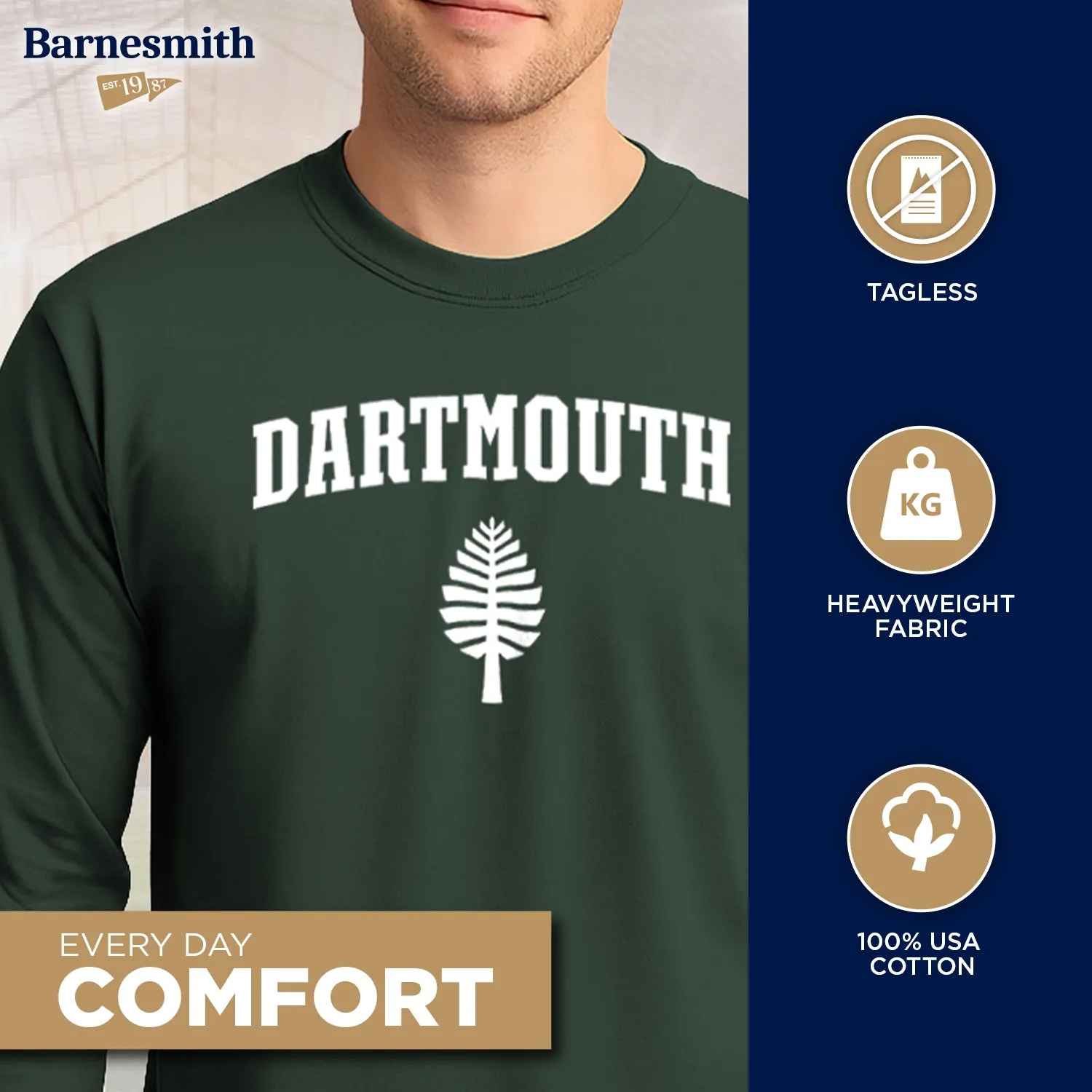 Dartmouth Heritage Long Sleeve T-Shirt (Hunter Green) sold by Barnesmith product image thumbnail 3