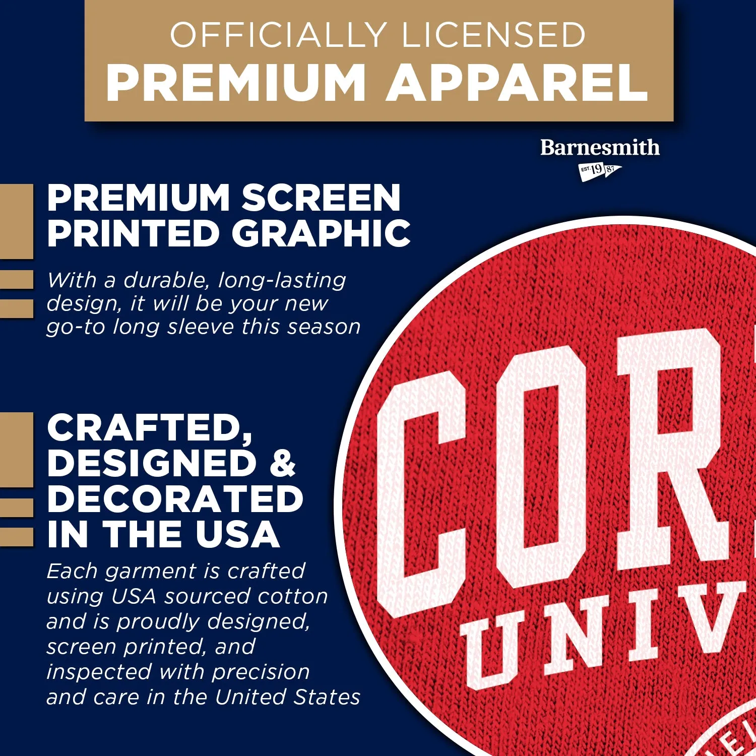 Cornell Heritage Long Sleeve T-Shirt (Red) sold by Barnesmith product image thumbnail 4