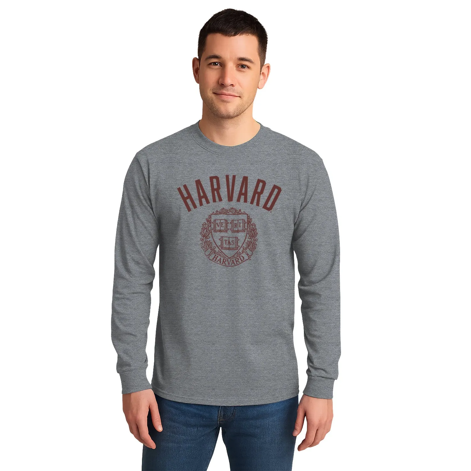Harvard Heritage Long Sleeve T-Shirt (Charcoal Grey) sold by Barnesmith product image thumbnail 2