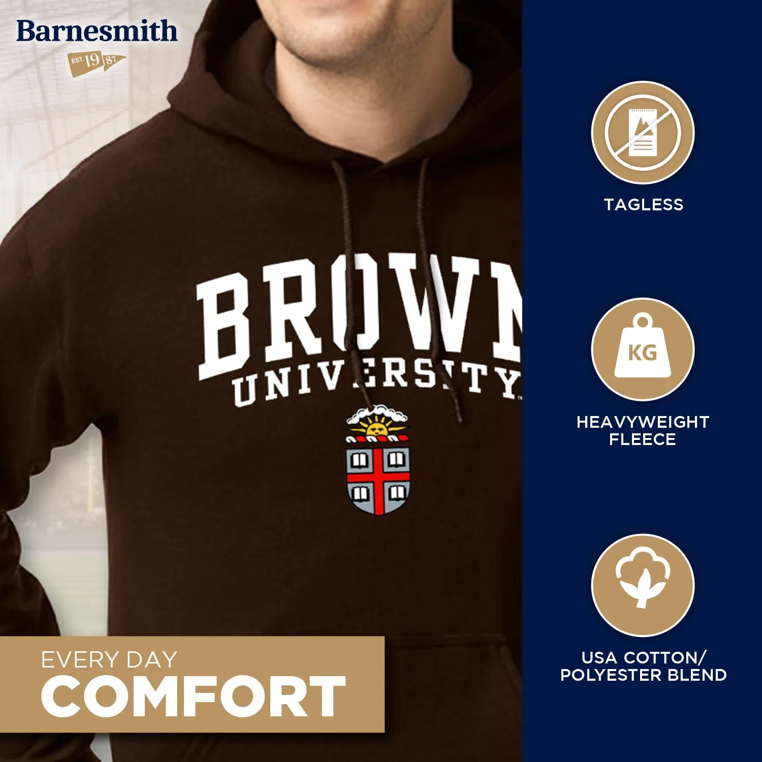 Brown Heritage Hooded Sweatshirt (Brown) sold by Barnesmith product image thumbnail 3