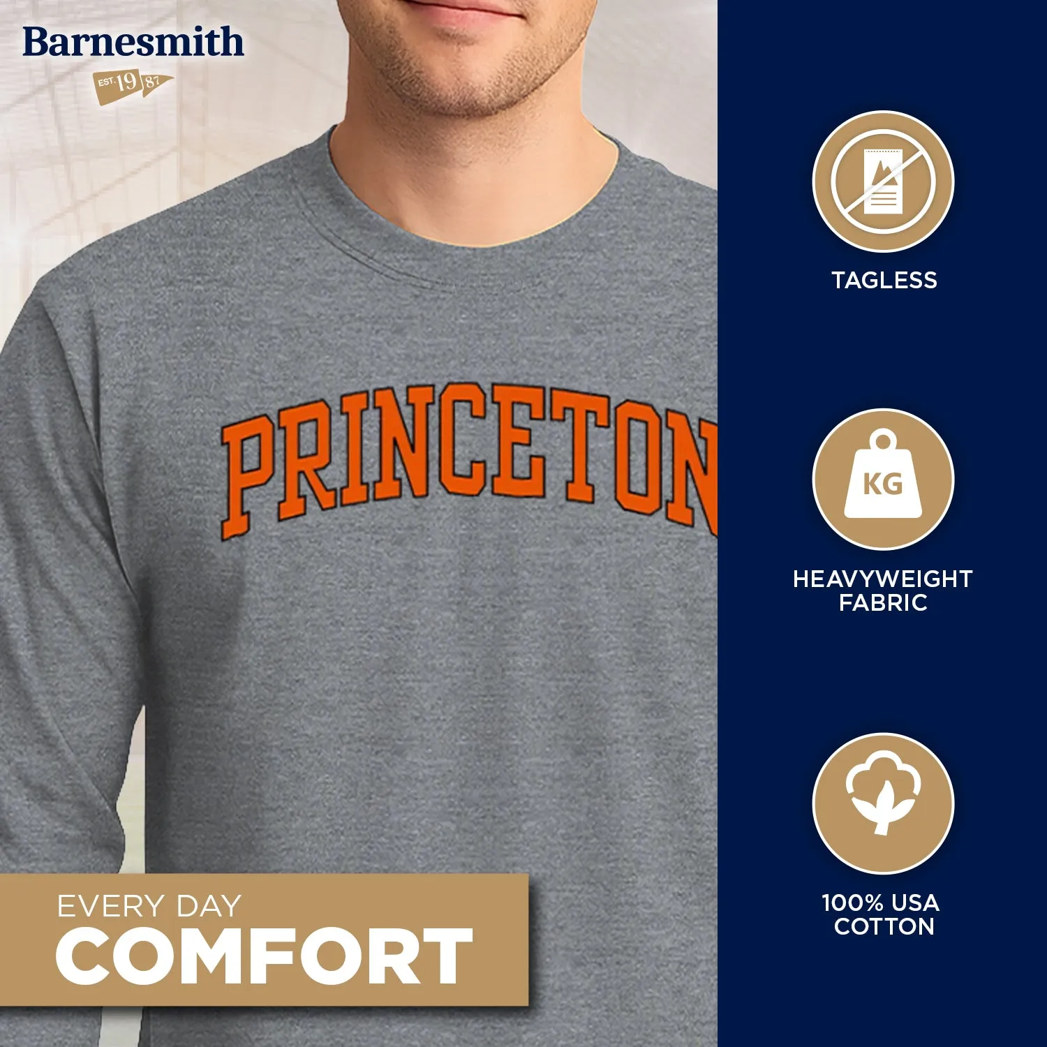 Princeton Classic Long Sleeve T-Shirt (Charcoal Grey) sold by Barnesmith product image thumbnail 3