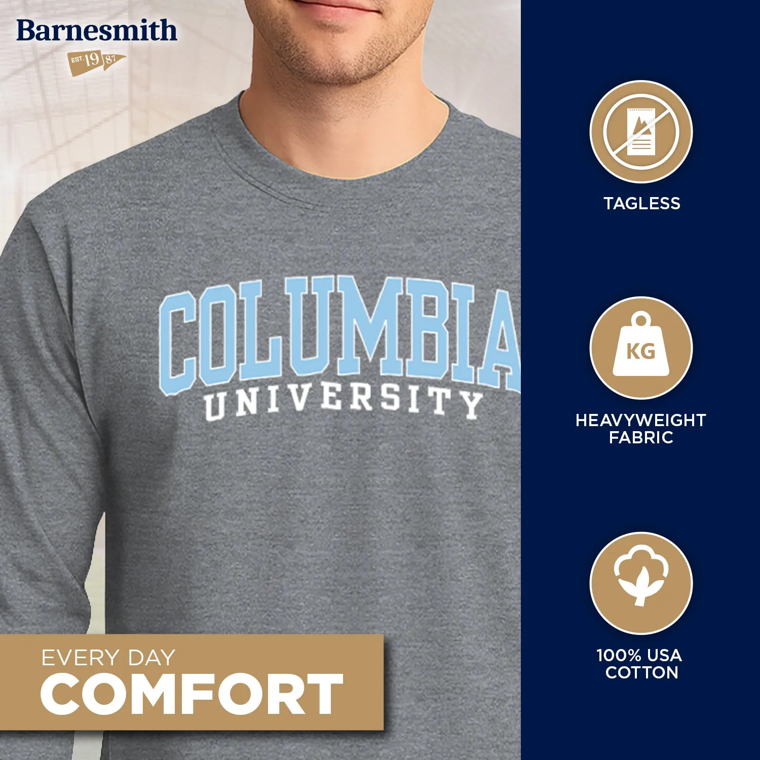 Columbia Classic Long Sleeve T-Shirt (Charcoal Grey) sold by Barnesmith product image thumbnail 3