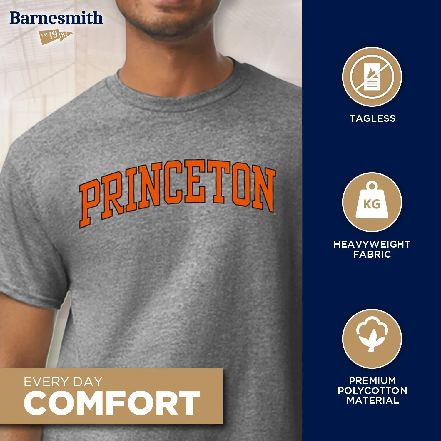 Princeton Classic T-Shirt (Charcoal Grey) sold by Barnesmith product image thumbnail 3