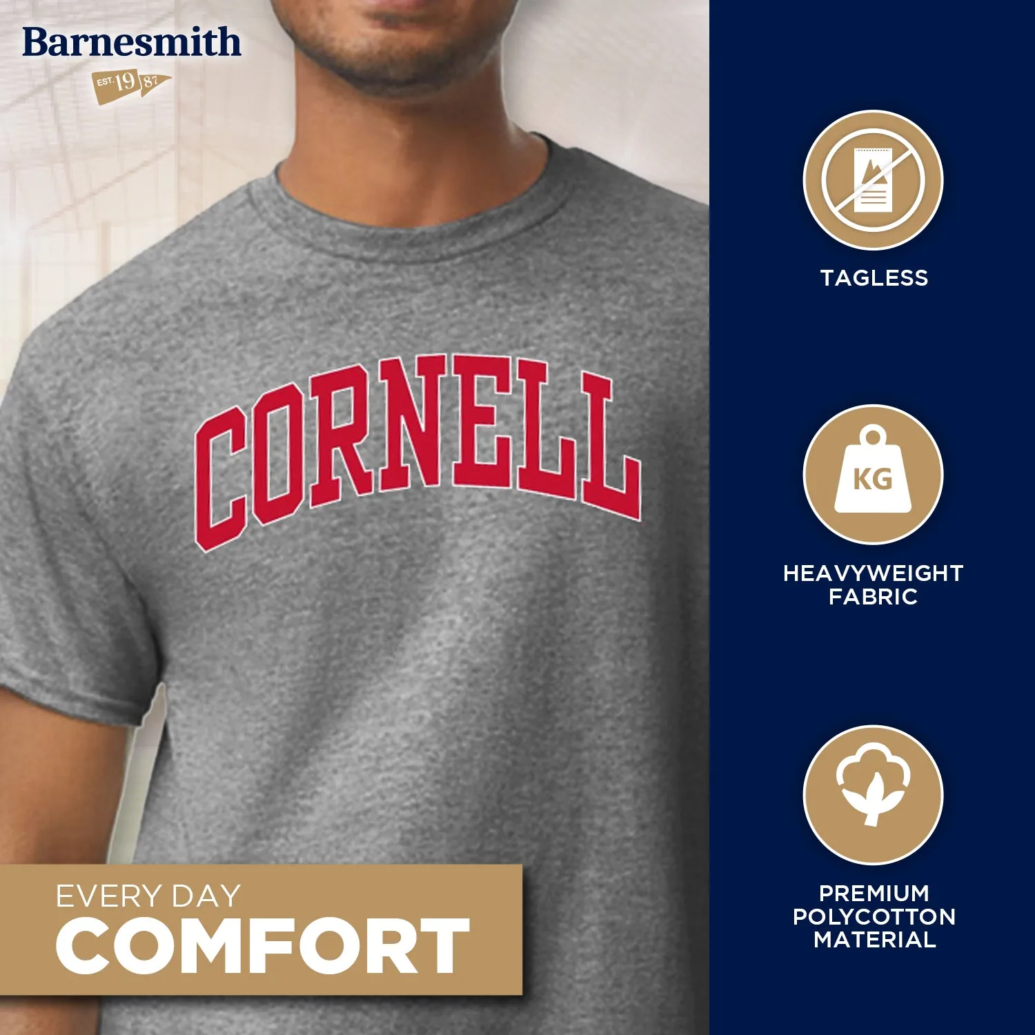 Cornell Classic T-Shirt (Charcoal Grey) sold by Barnesmith product image thumbnail 3