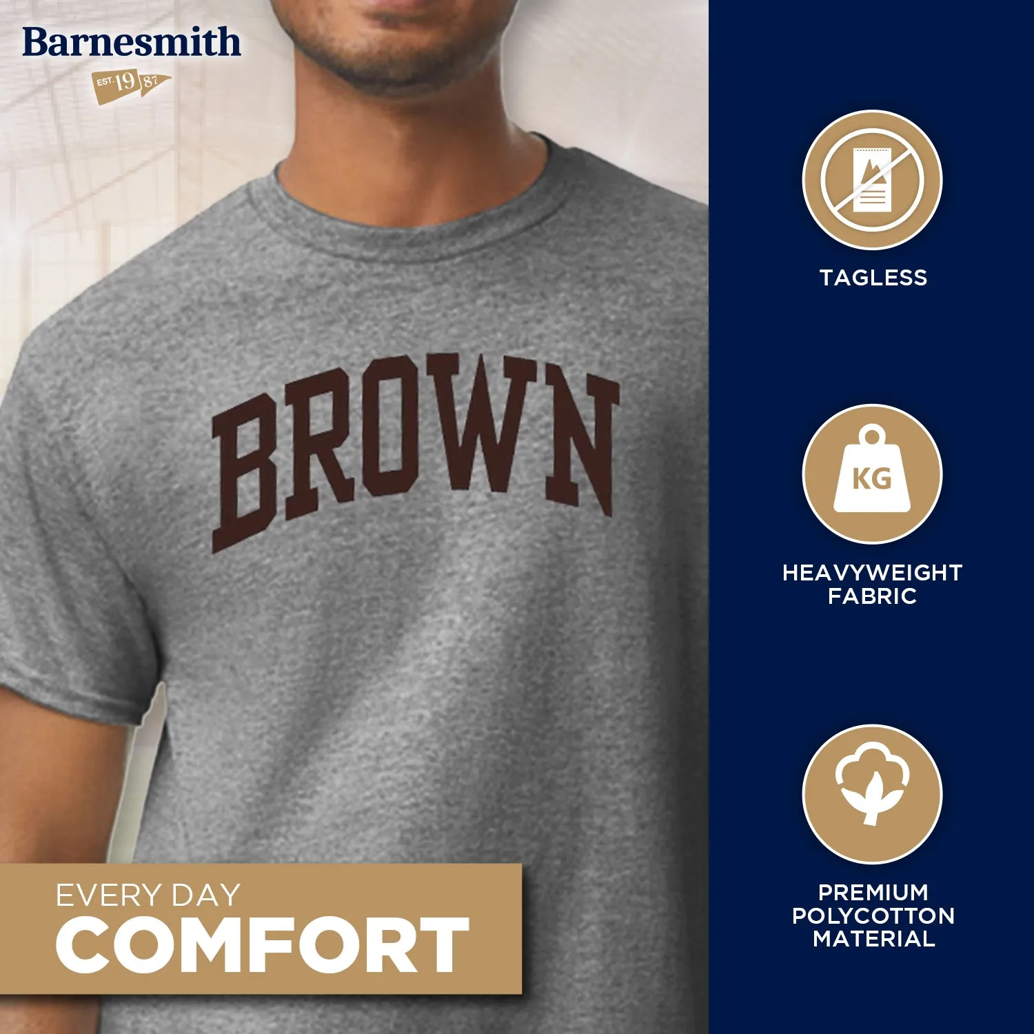 Brown Classic T-Shirt (Charcoal Grey) sold by Barnesmith