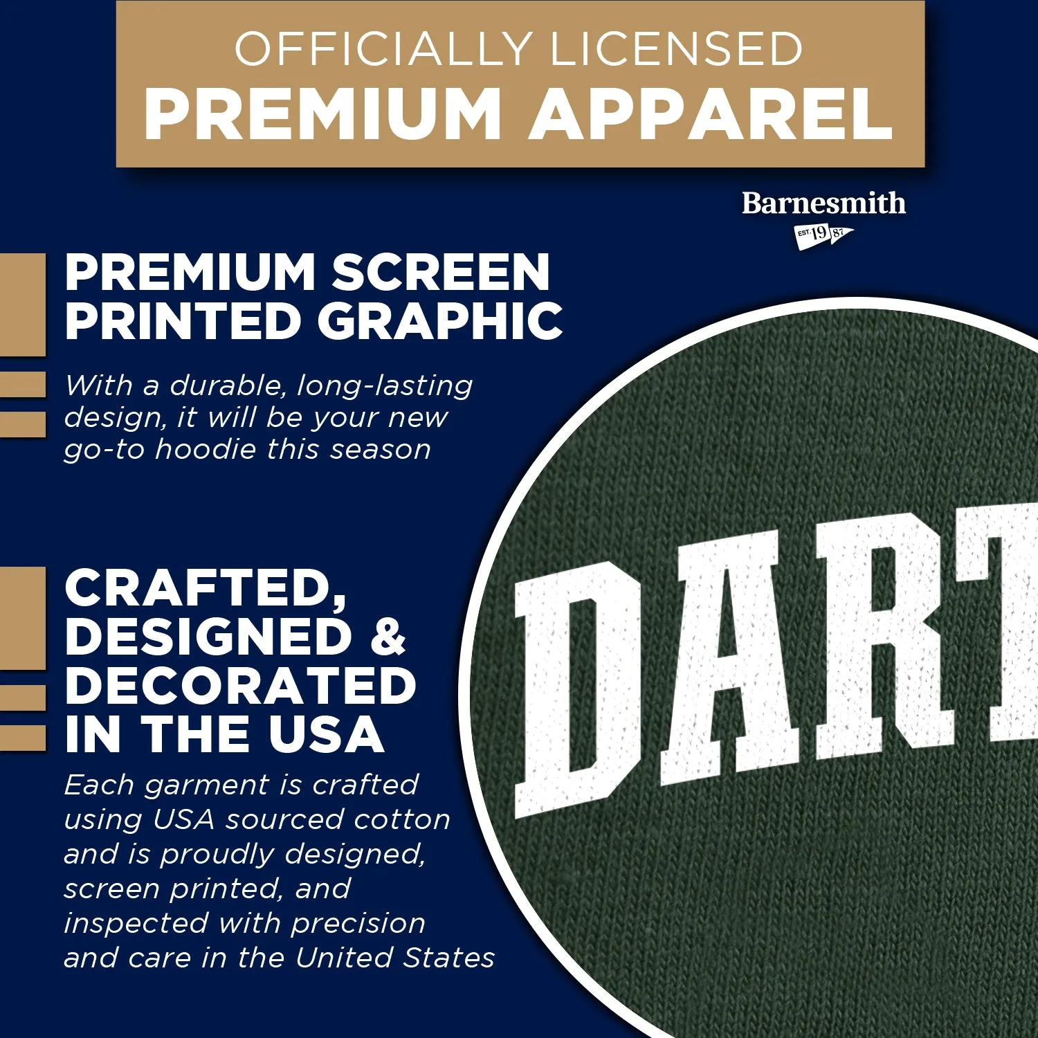 Dartmouth Heritage Hooded Sweatshirt (Hunter) sold by Barnesmith product image thumbnail 4