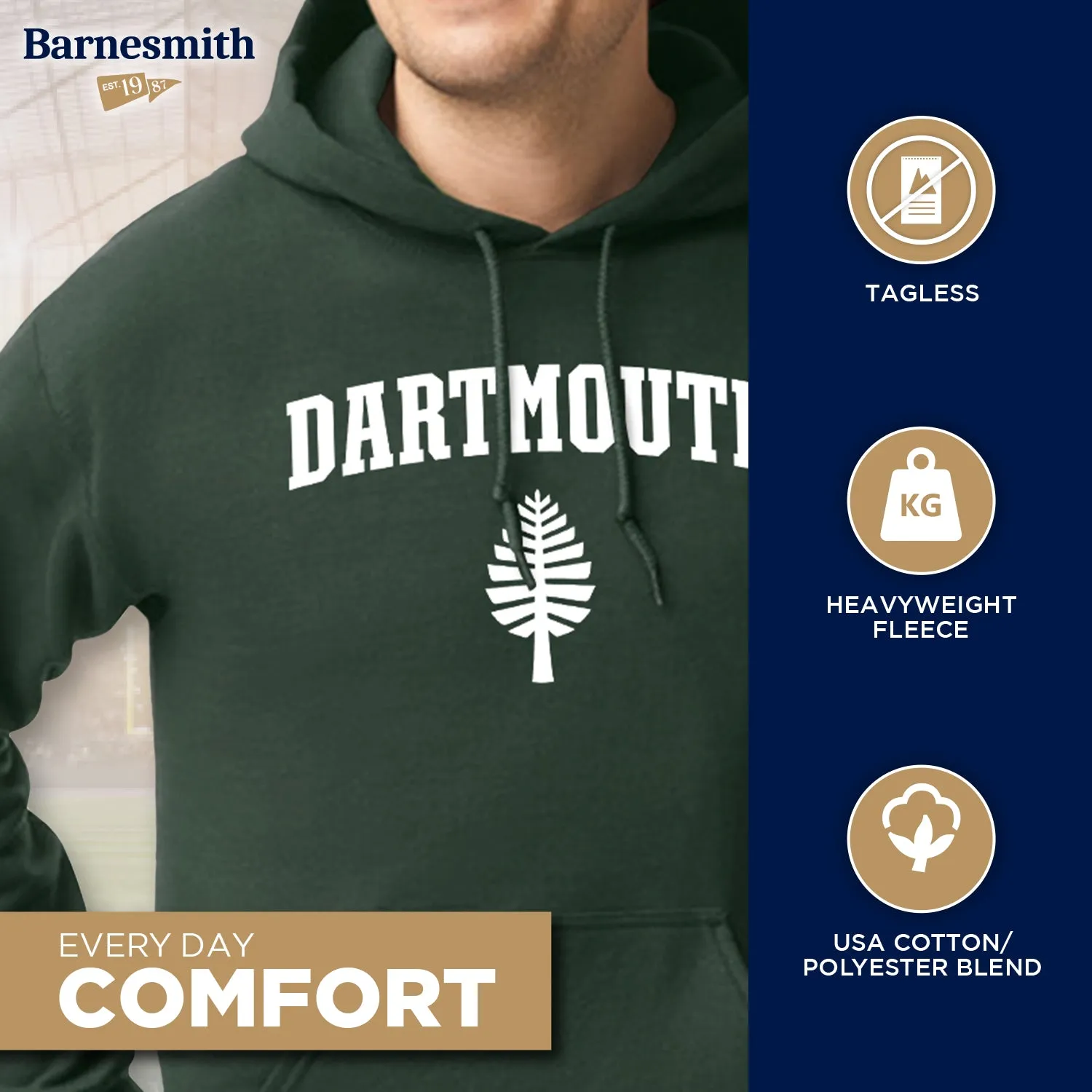 Dartmouth Heritage Hooded Sweatshirt (Hunter) sold by Barnesmith product image thumbnail 3