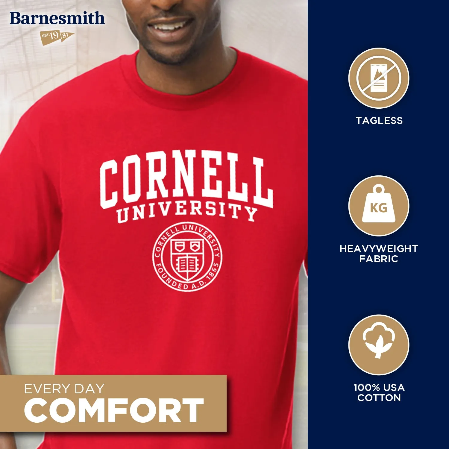 Cornell Heritage T-shirt (Red) sold by Barnesmith product image thumbnail 3