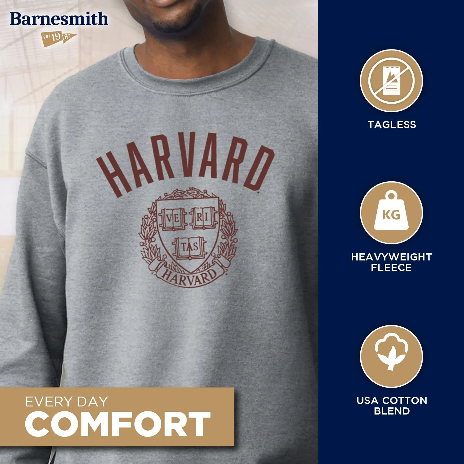 Harvard Heritage Sweatshirt (Charcoal Grey) sold by Barnesmith product image thumbnail 3