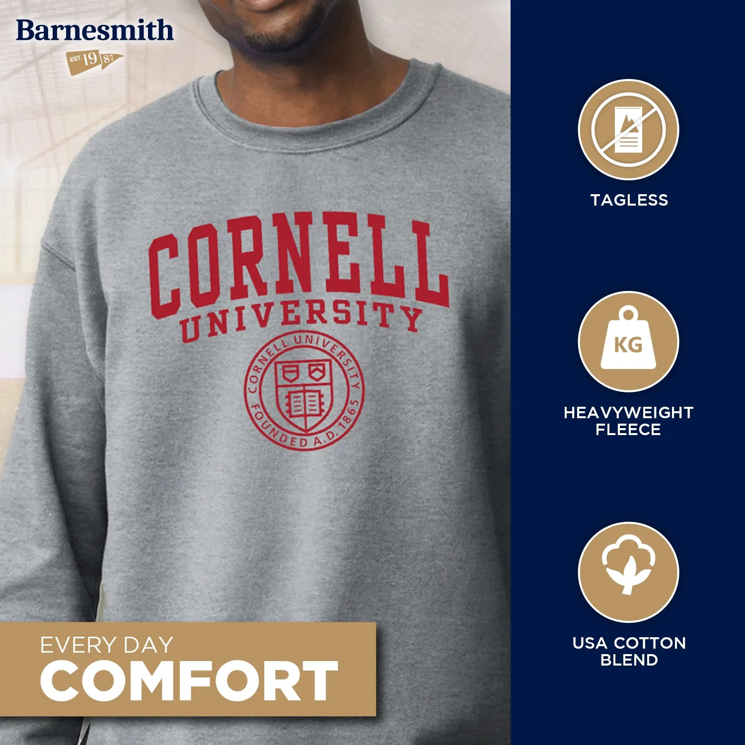 Cornell Heritage Sweatshirt (Charcoal Grey) sold by Barnesmith product image thumbnail 3