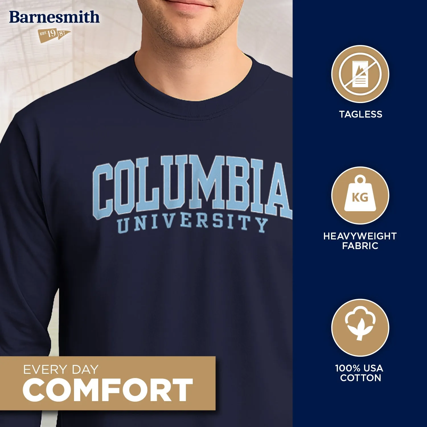 Columbia Classic L/S T-Shirt (Navy) sold by Barnesmith product image thumbnail 3