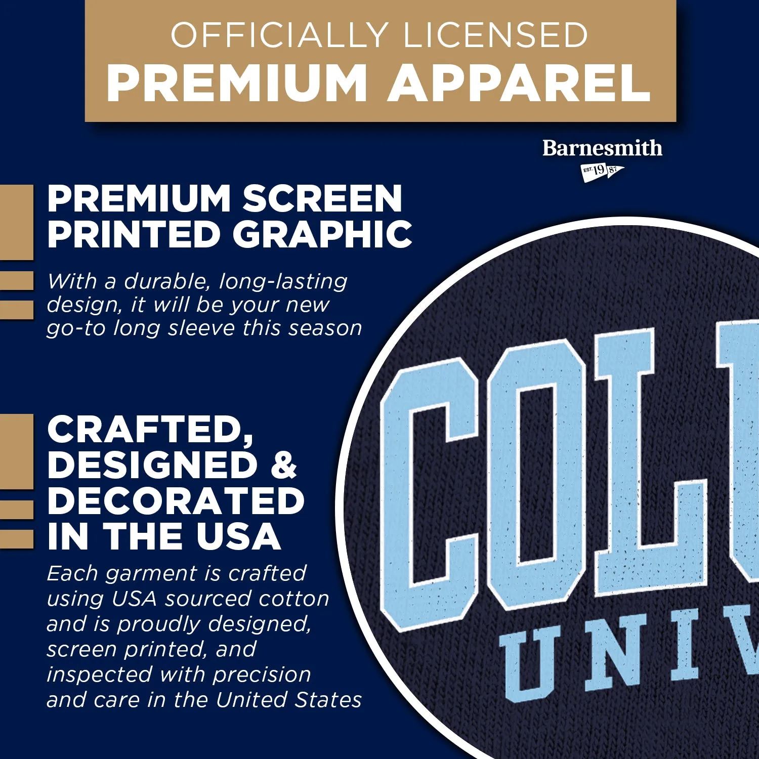 Columbia Classic L/S T-Shirt (Navy) sold by Barnesmith product image thumbnail 4